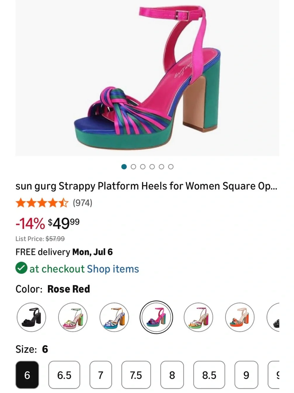 Amazon Green and Pink Strappy Platform Heels